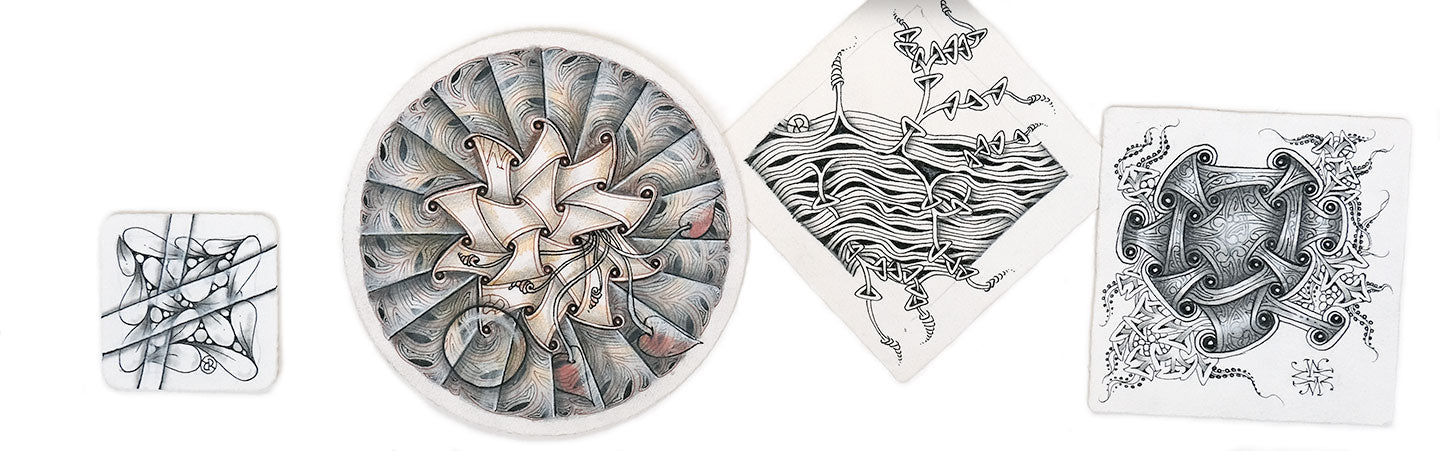 Sakura Zentangle Tiles, Original Square White, Art Therapy Doodle, 10  Sheets