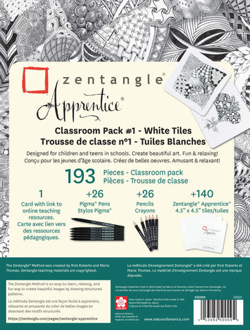 Zentangle Apprentice Classroom Pack # 1 - White Paper Tiles